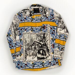 Reason NYC Majolica Tile Renaissance Graphic Print Long Sleeve Button XXL 2XL